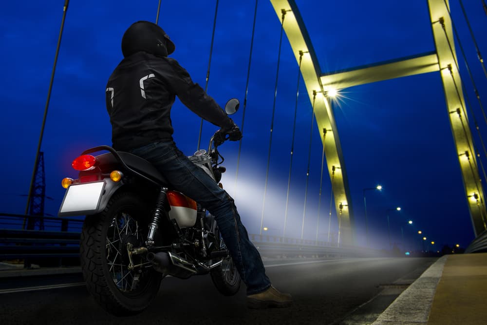 Motorcycle rider at night
