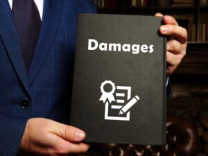 A juridical concept referring to damages is explained using a phrase on the page.